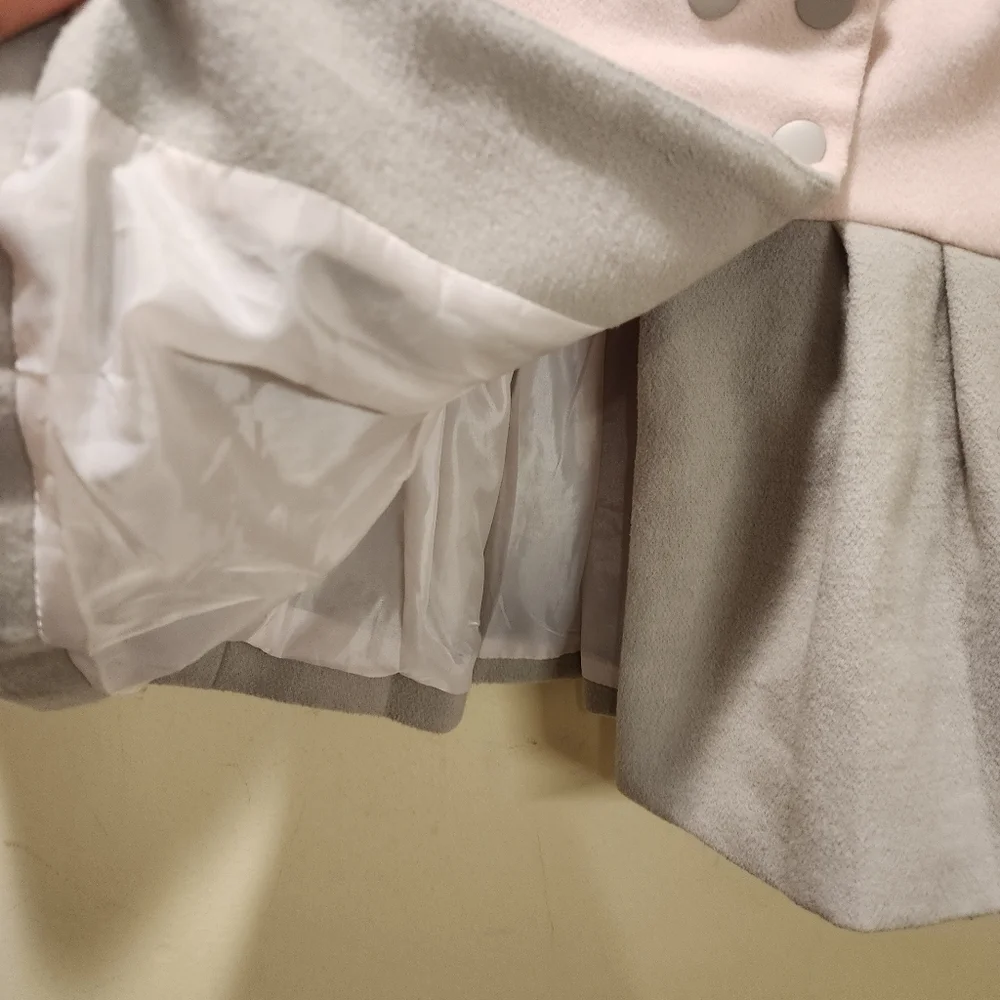 TAHARI baby Girl pink and gray Pea Coat Jacket size 12M
